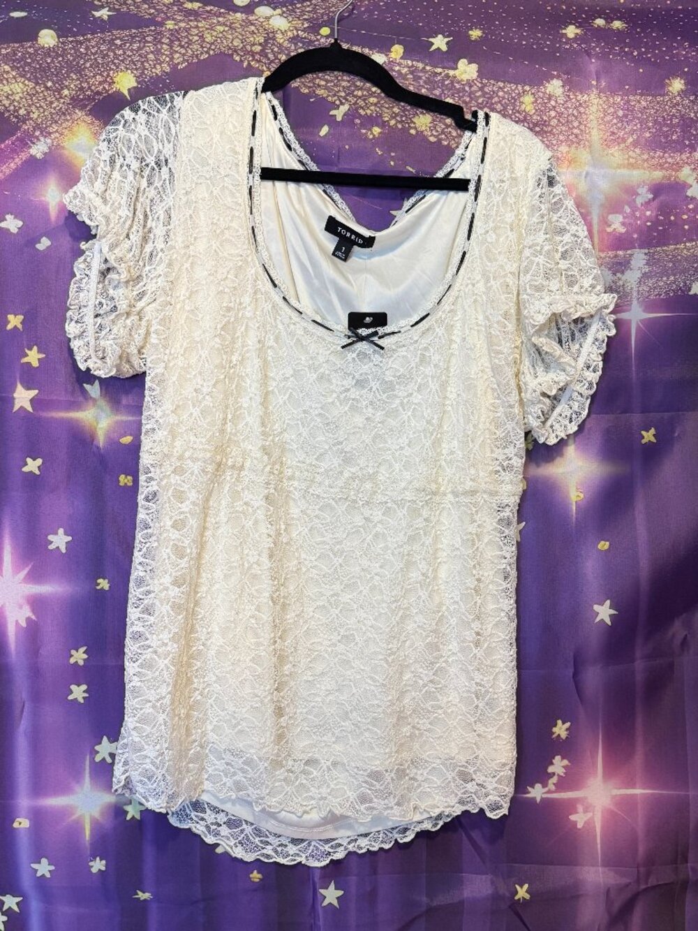 Torrid - Stretch Lace Scoop-Neck Top - White Birch - 1x - NWT